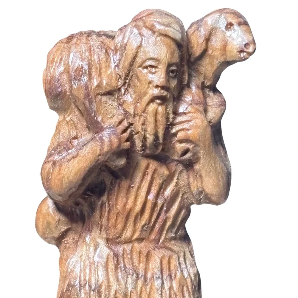 Antique Hand Carved Olive Wood Nativity Set 12 Piece Jerusalem Signed‎ by Artist